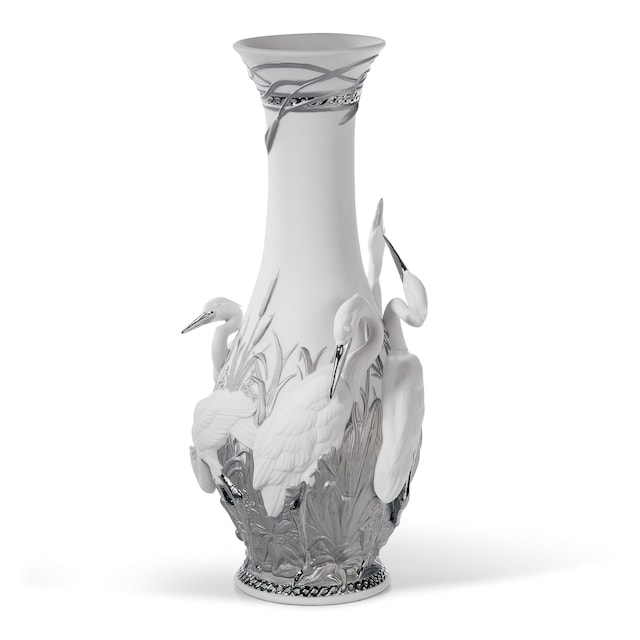 Imagen 0 de Jarrón garzas reales. Lustre plata Lladró