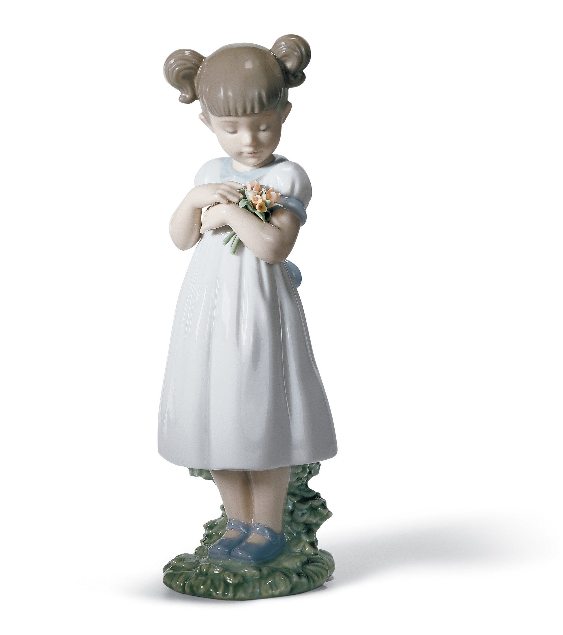 Imagen 0 de Figura decorativa Niña Flores para Mamá Lladró Blanco
