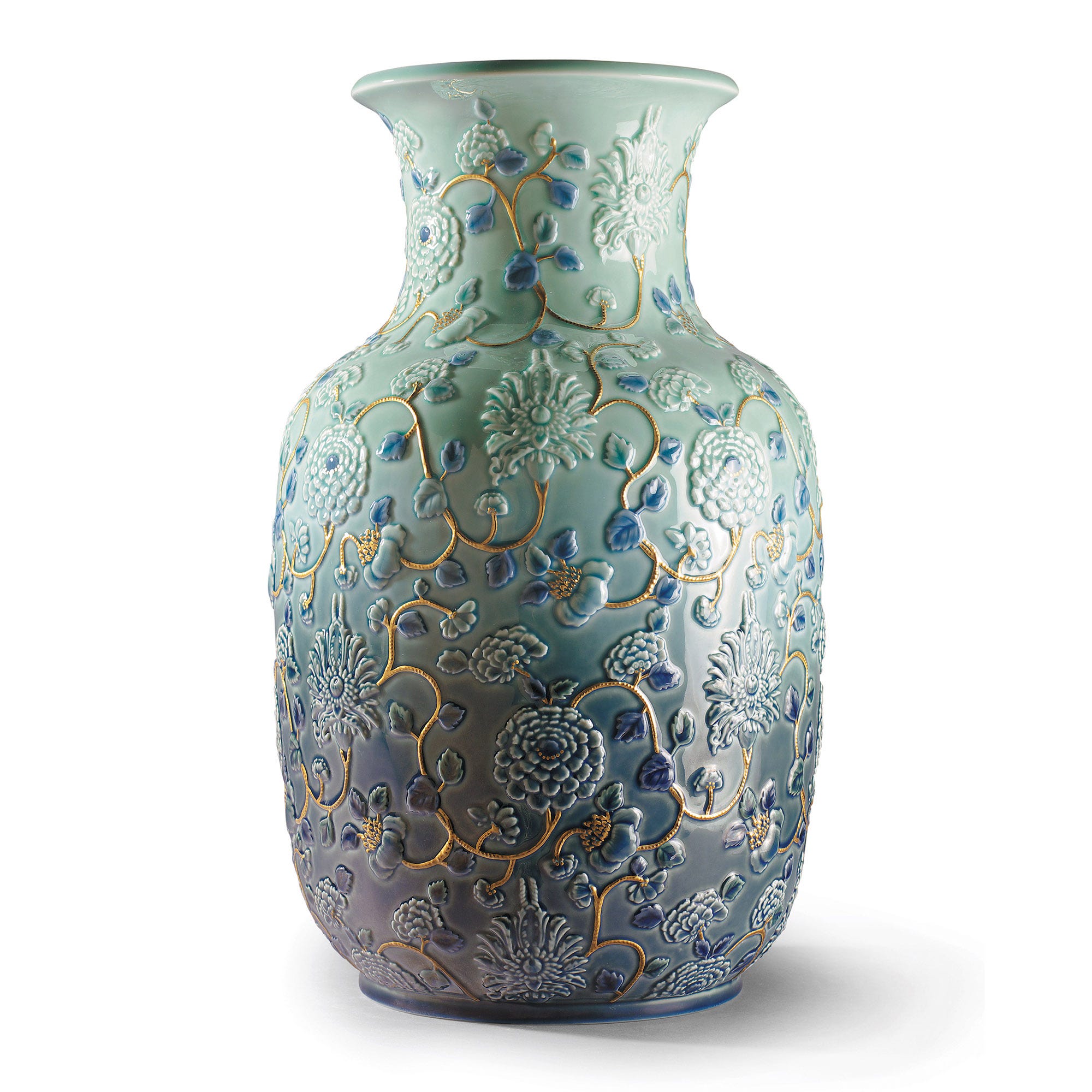 Jarrón Peonias. Lustre oro Lladró