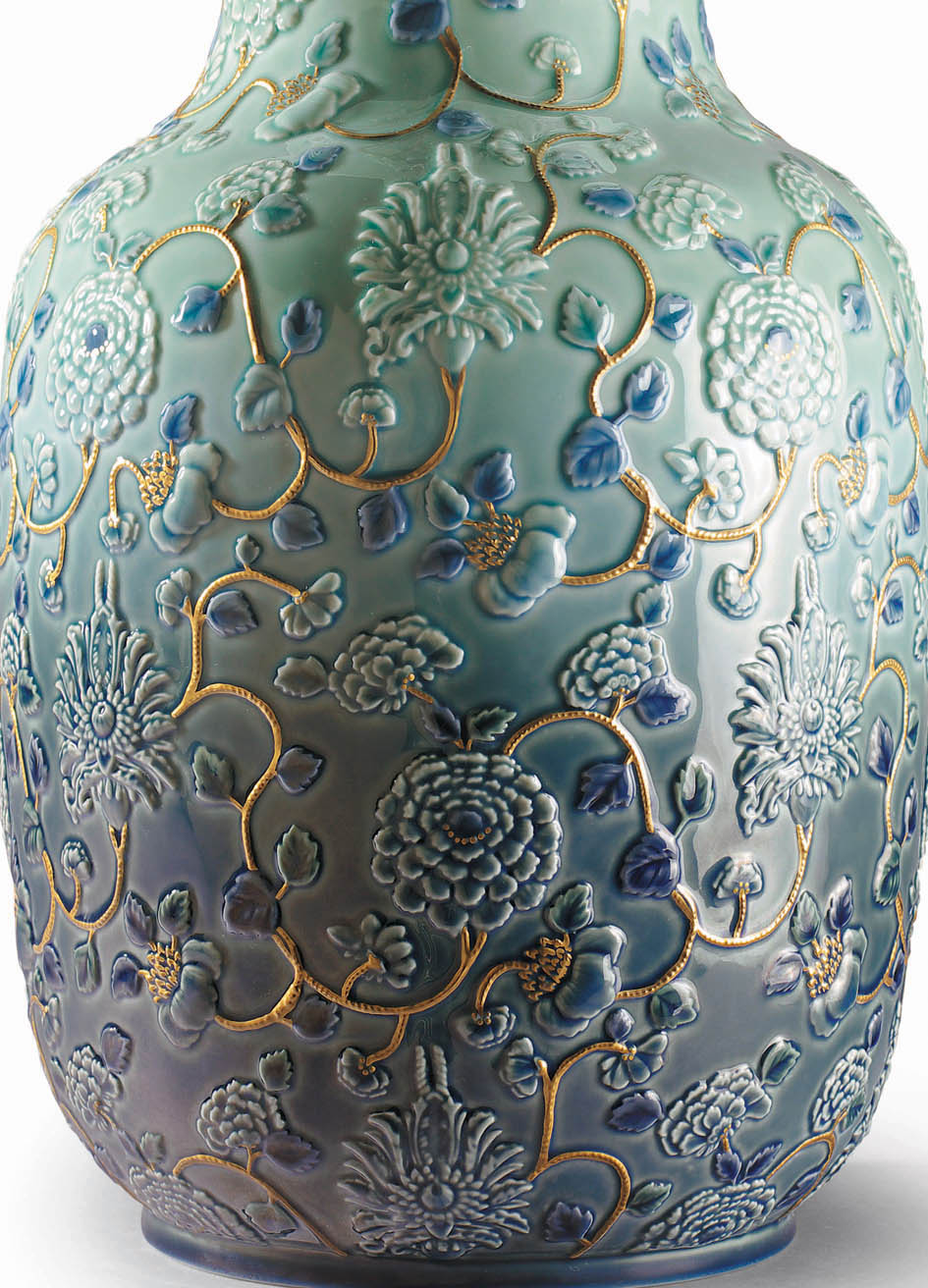 Jarrón Peonias. Lustre oro Lladró - Verde Verde-3