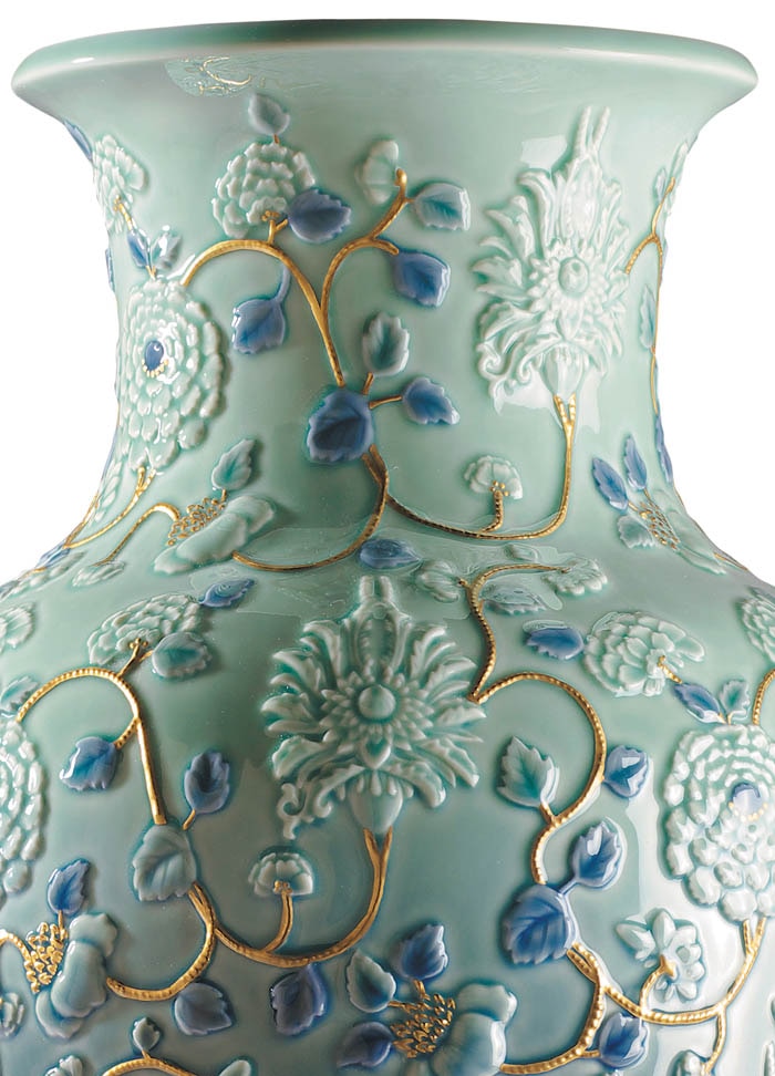 Jarrón Peonias. Lustre oro Lladró - Verde Verde-4