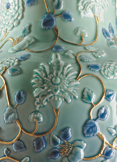 Jarrón Peonias. Lustre oro Lladró - Verde Verde-5