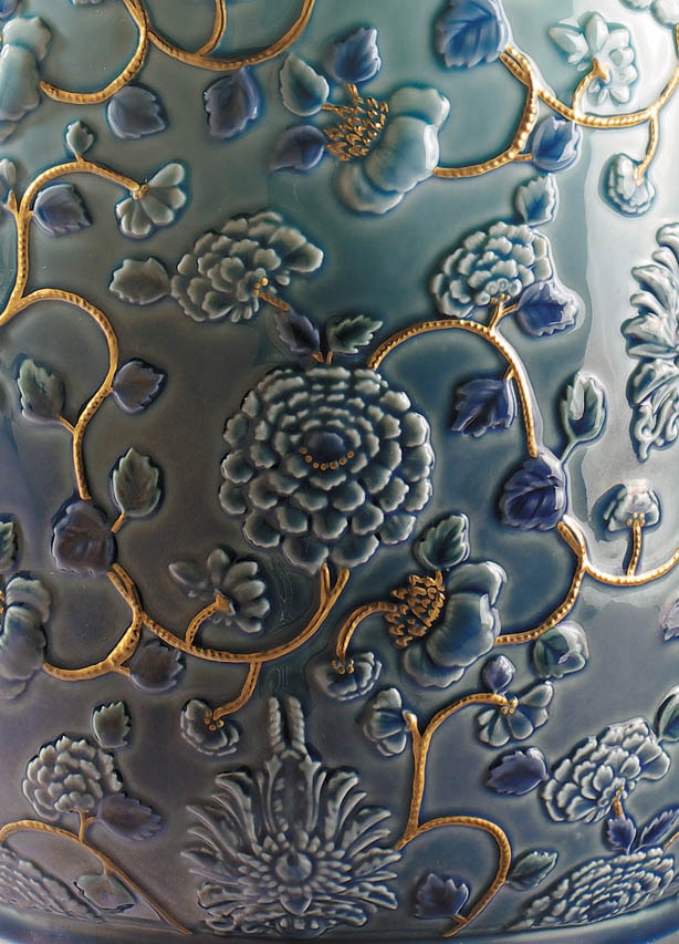 Jarrón Peonias. Lustre oro Lladró - Verde Verde-6