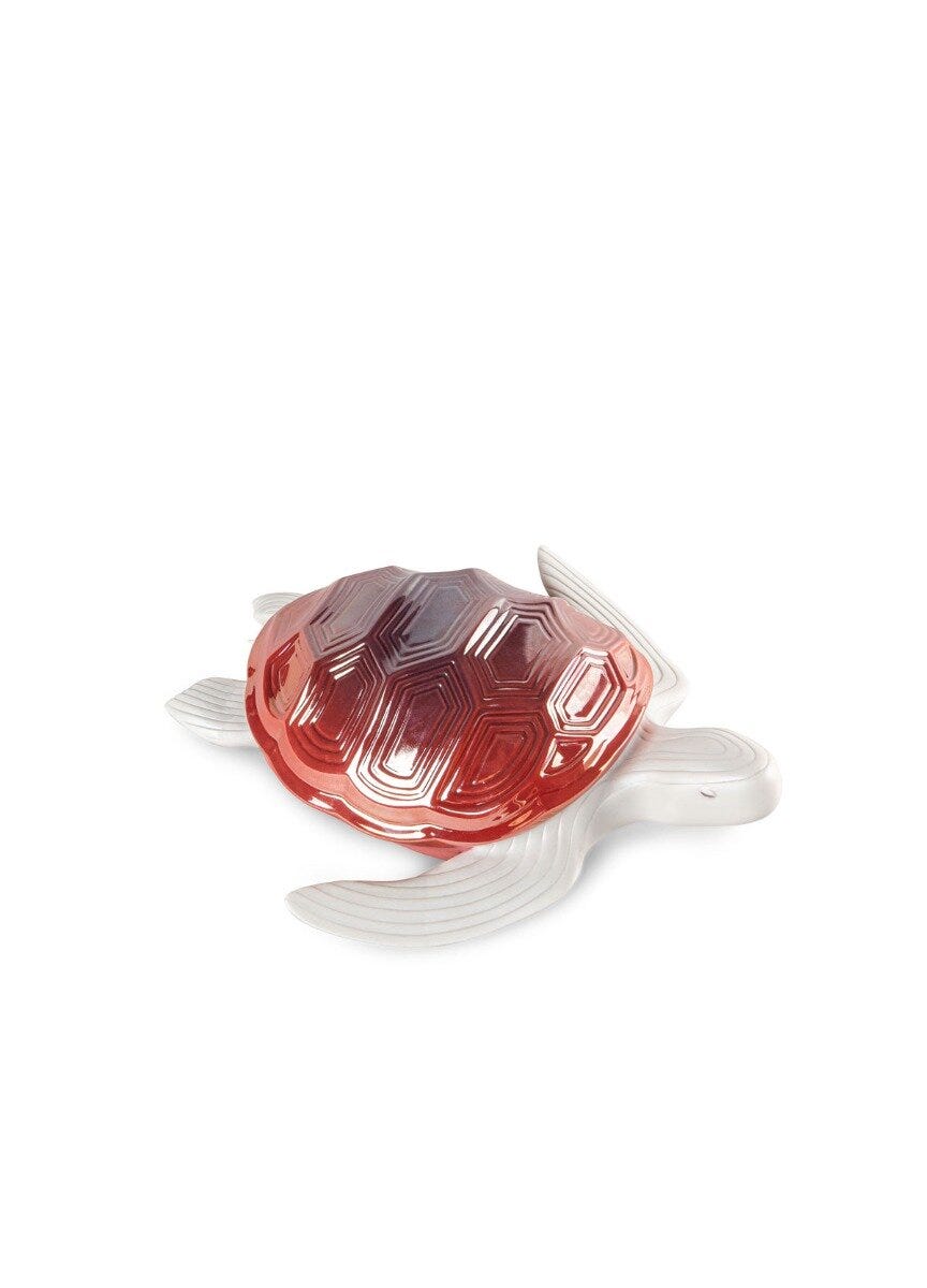Imagen 2 de Figura decorativa Tortuga pequeña Lladró - Blanco / Rojo Blanco / Rojo
