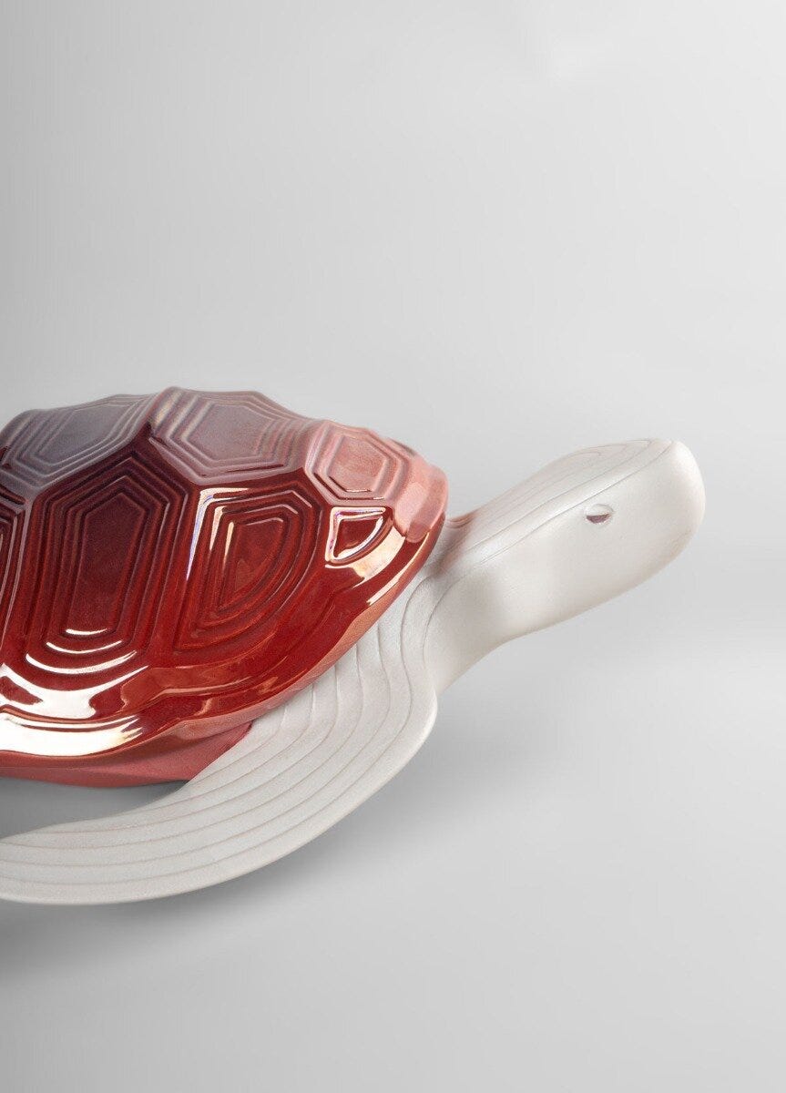 Imagen 5 de Figura decorativa Tortuga pequeña Lladró - Blanco / Rojo Blanco / Rojo