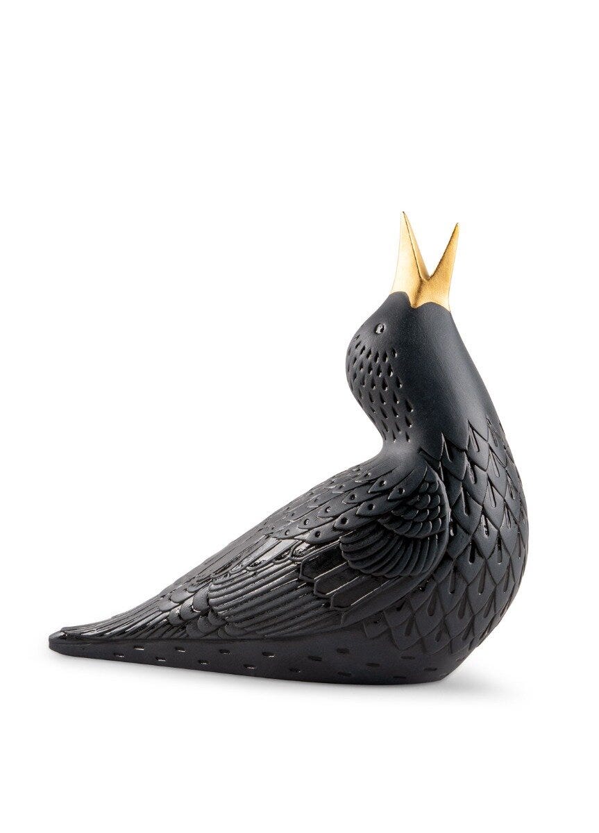 Imagen 2 de Figura decorativa Estornino I negro Lladró - Negro / Dorado Negro / Dorado