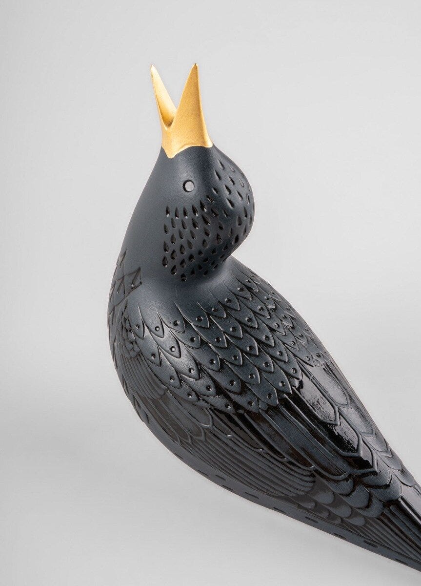 Imagen 5 de Figura decorativa Estornino I negro Lladró - Negro / Dorado Negro / Dorado