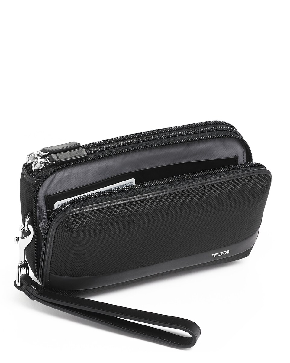 Cartera de hombre de mano con triple cremallera Alpha de nylon