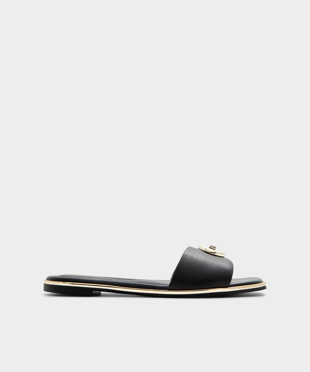 Sandalias planas de mujer con punta cuadrada - Aldo - Negro Negro-1
