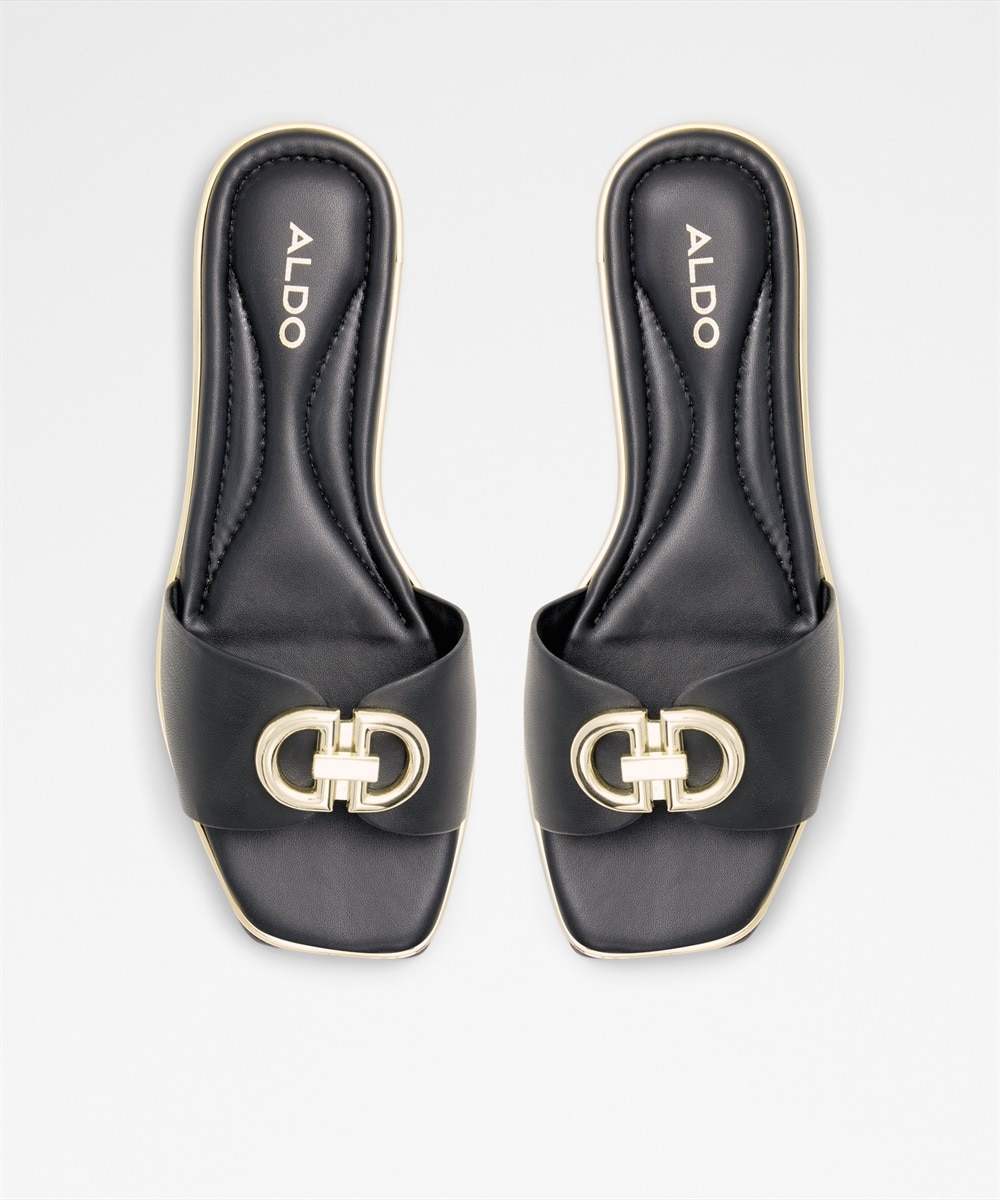 Sandalias planas de mujer con punta cuadrada - Aldo - Negro Negro-3