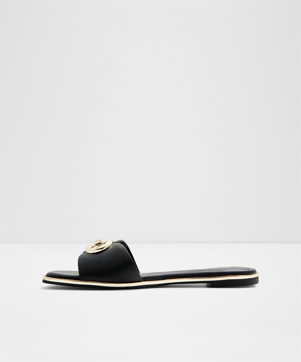Sandalias planas de mujer con punta cuadrada - Aldo - Negro Negro-4