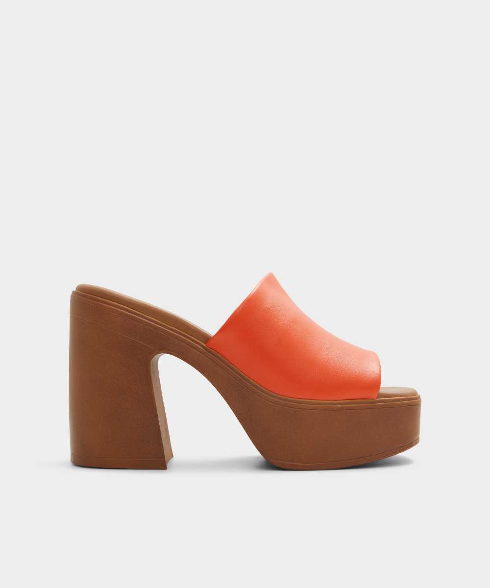 Mules de tacón de mujer con punta cuadrada - Aldo - Naranja Naranja-1