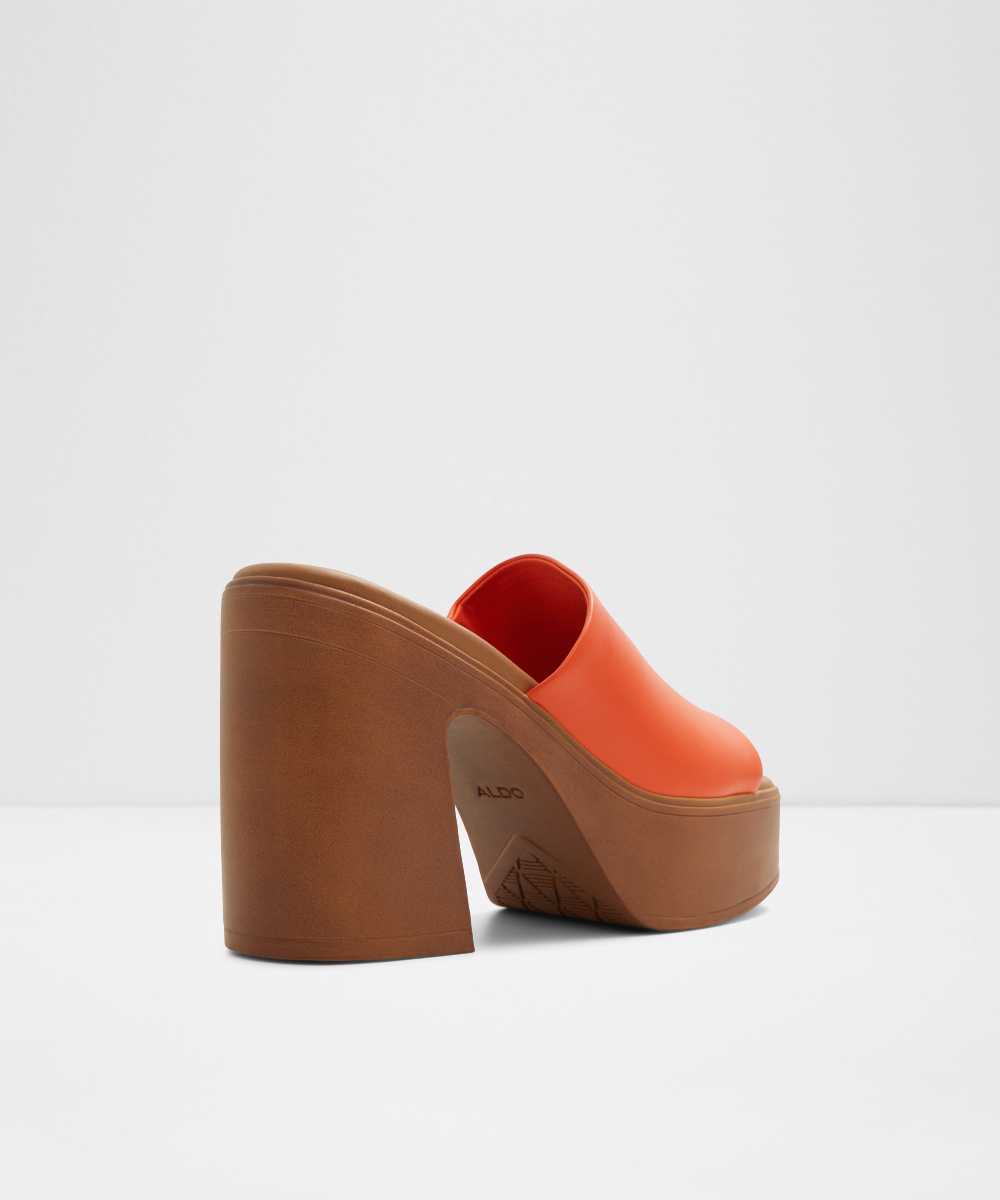 Mules de tacón de mujer con punta cuadrada - Aldo - Naranja Naranja-3