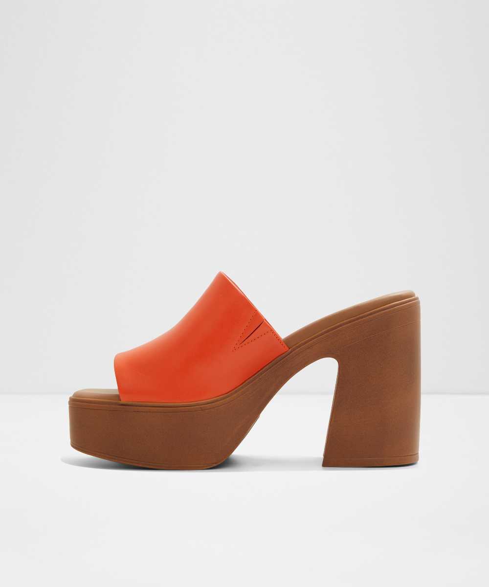 Mules de tacón de mujer con punta cuadrada - Aldo - Naranja Naranja-2