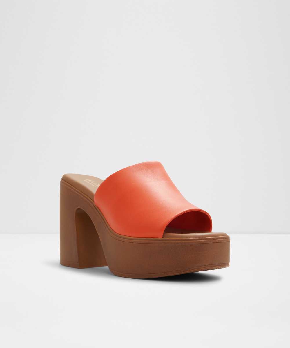 Mules de tacón de mujer con punta cuadrada - Aldo - Naranja Naranja-4