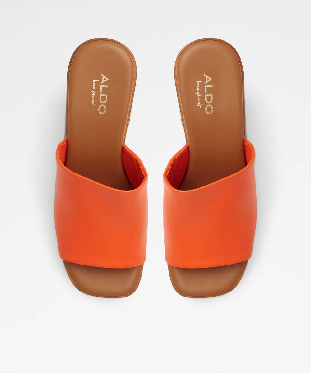 Mules de tacón de mujer con punta cuadrada - Aldo - Naranja Naranja-6