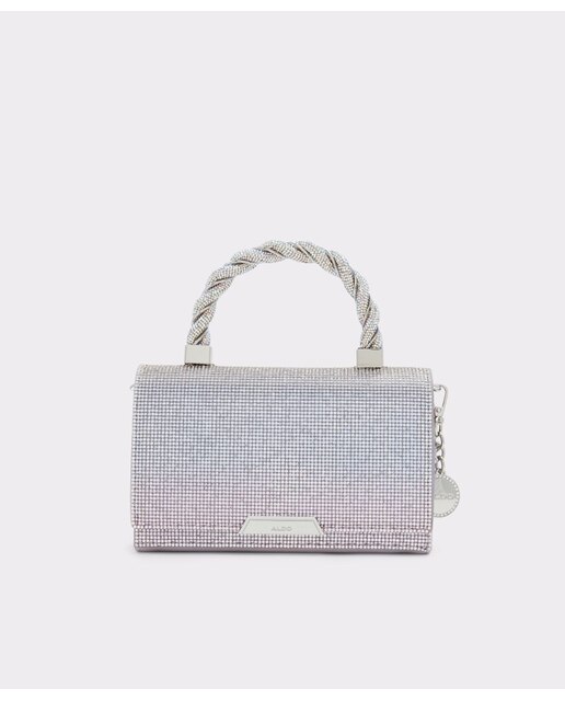 Bolso de mano en color plata con cierre magnético