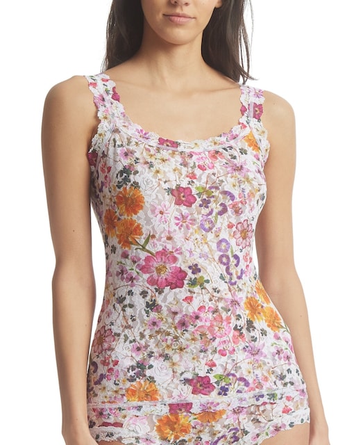 Imagen 0 de Camiseta interior de mujer de tirante ancho con encaje estampado