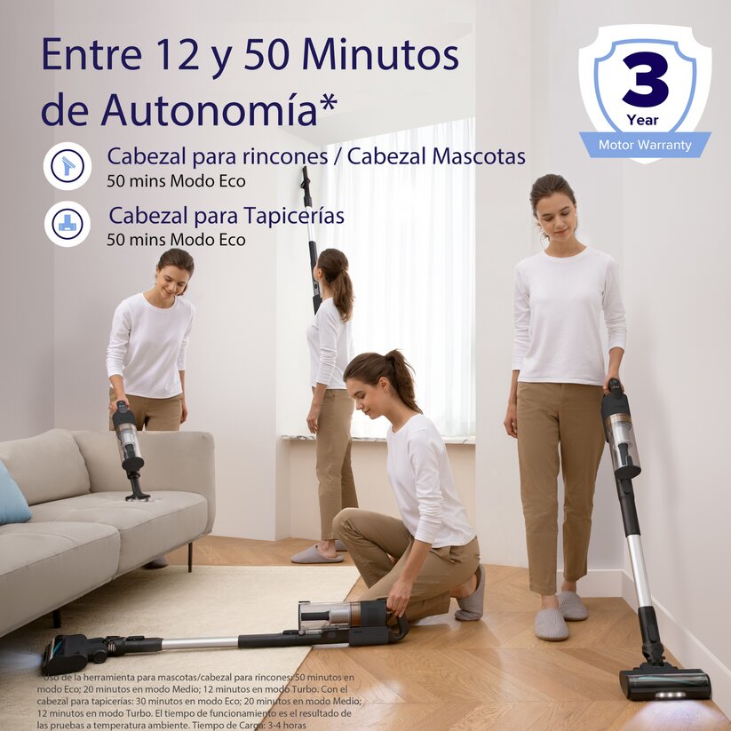 Imagen 2 de Aspirador de escoba Levoit LVAC-200 con un cepillo anti-enredos 180W y cabezal flexible de 180° - Negro Negro