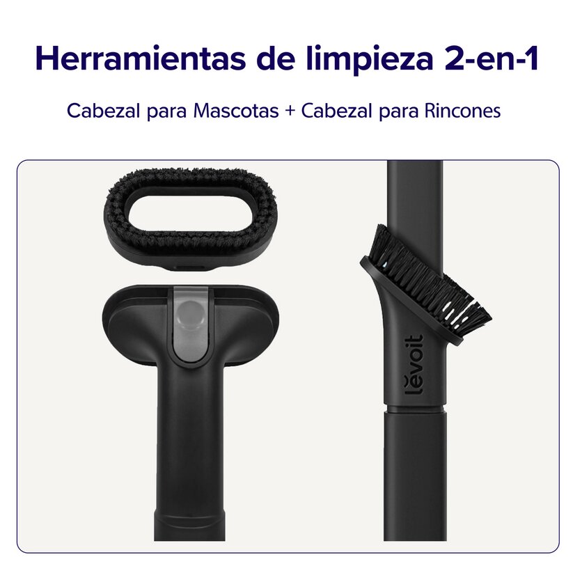 Imagen 7 de Aspirador de escoba Levoit LVAC-200 con un cepillo anti-enredos 180W y cabezal flexible de 180° - Negro Negro