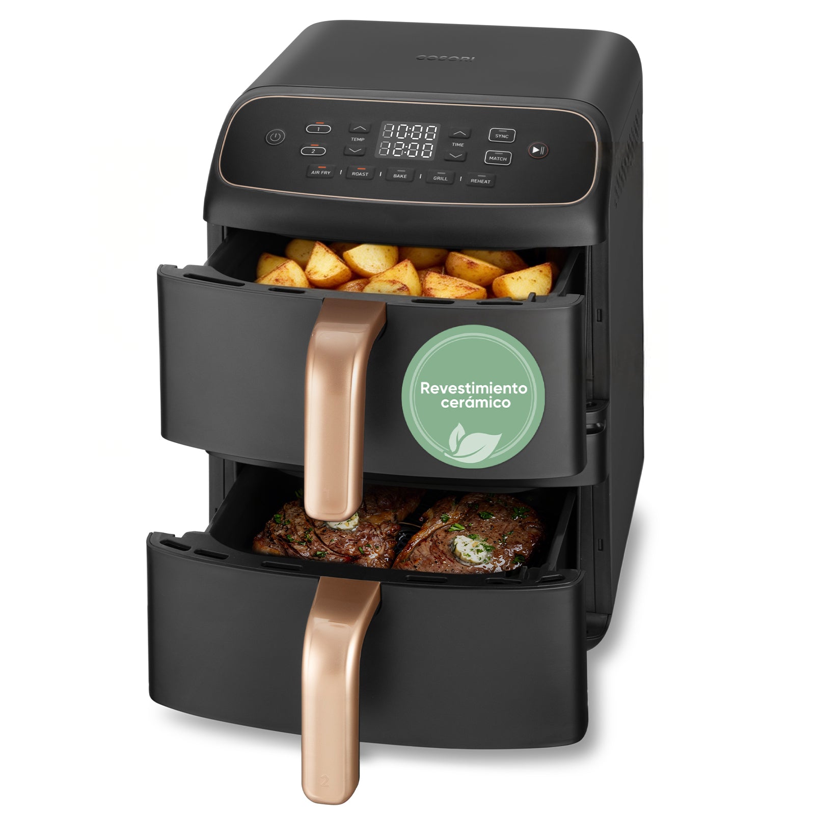 Freidora de aire Cosori Turbo Tower Compact 8,6 L con calentamiento superior y revestimiento 100% cerámico libre de PFAS - Negro Negro-3