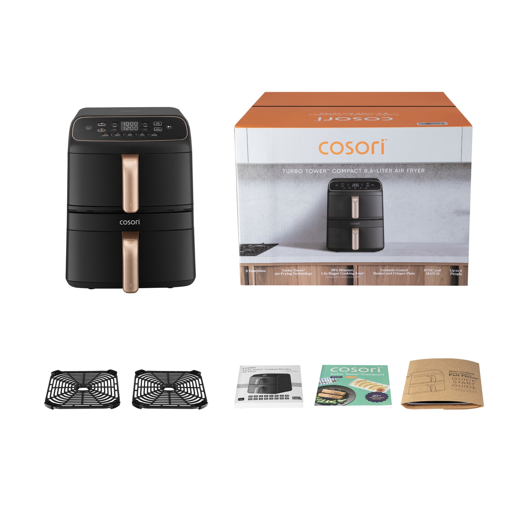 Freidora de aire Cosori Turbo Tower Compact 8,6 L con calentamiento superior y revestimiento 100% cerámico libre de PFAS - Negro Negro-5