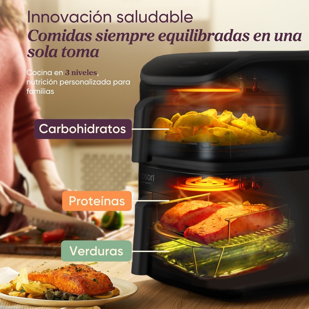 Freidor de aire Cosori Turbo Tower cerámica 10.8L - Negro Negro-4