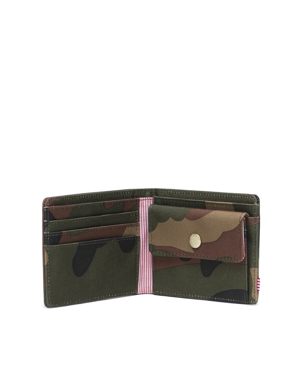 Cartera de hombre plegable con monedero en tejido color verde
