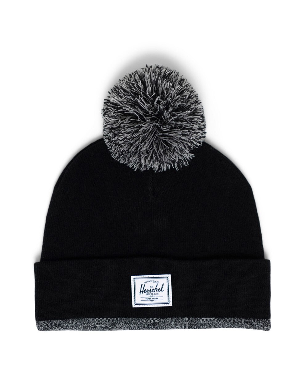 Gorro mujer herschel de punto acanalado con borla - Negro Negro-2