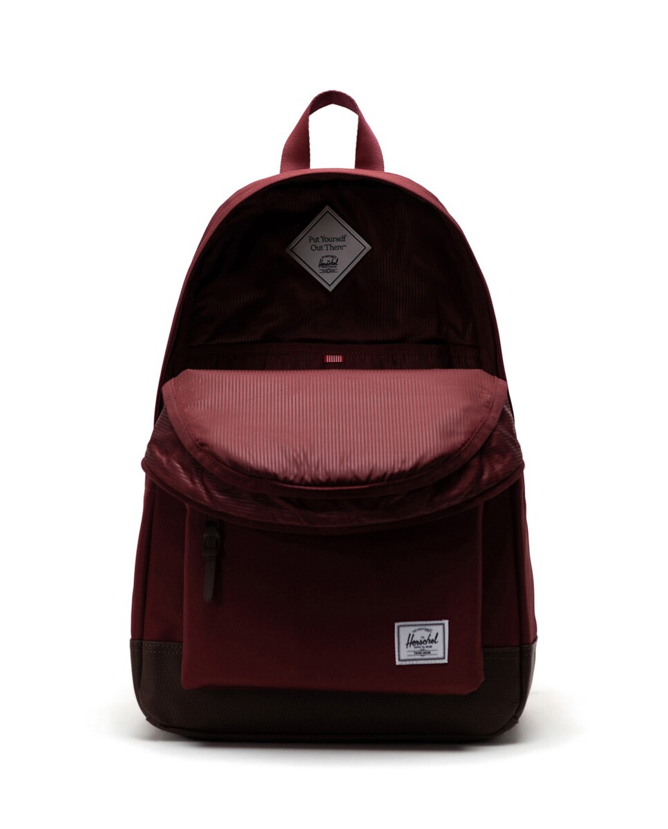 Mochila unisex ecológica granate y marrón de 24 l con funda para