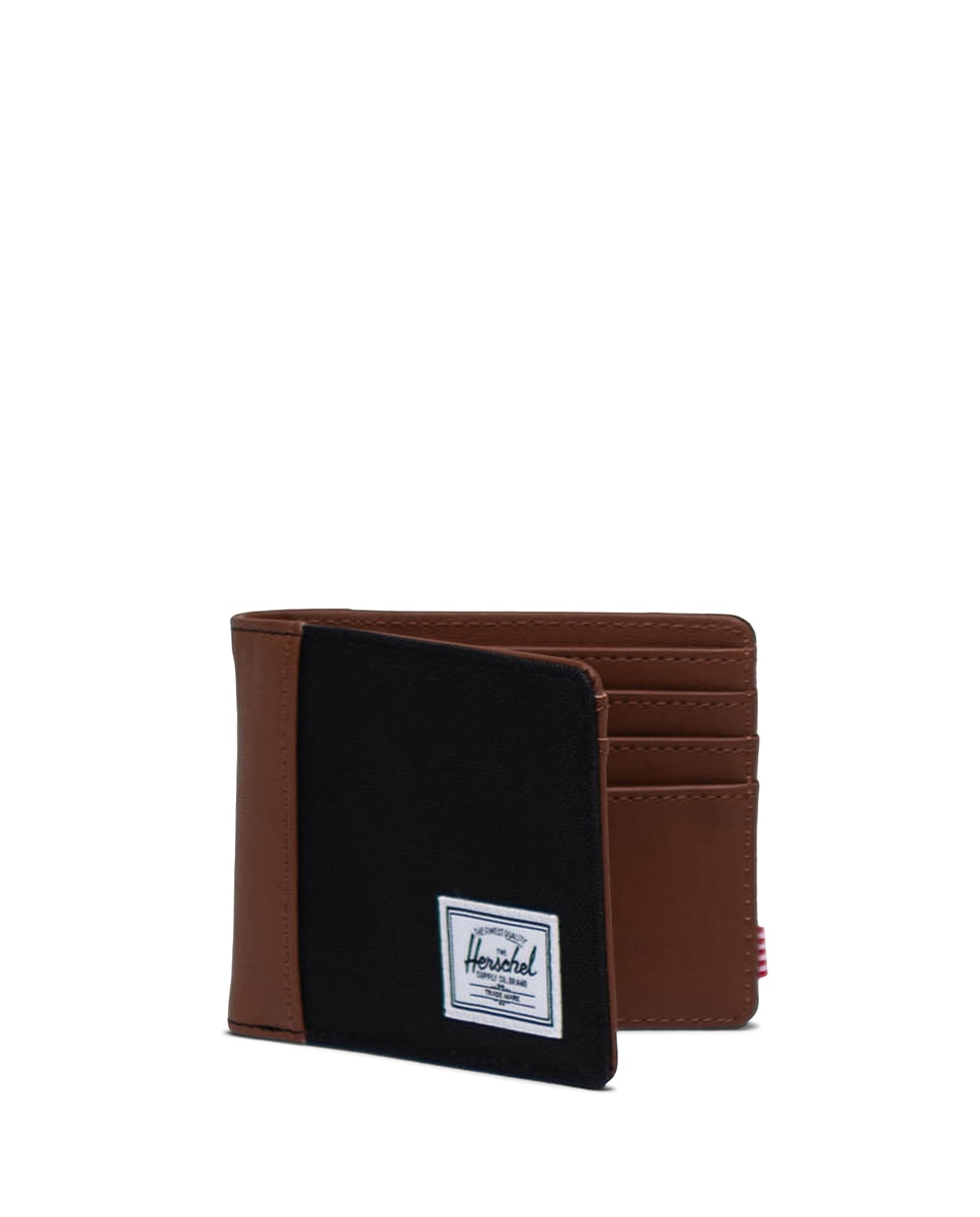 Cartera hombre herschel plegable ecológica en tejido con piel vegana - Negro Negro-2