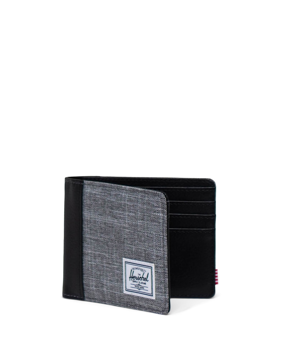 Cartera hombre herschel plegable ecológica en tejido con piel vegana - Gris claro Gris claro-2