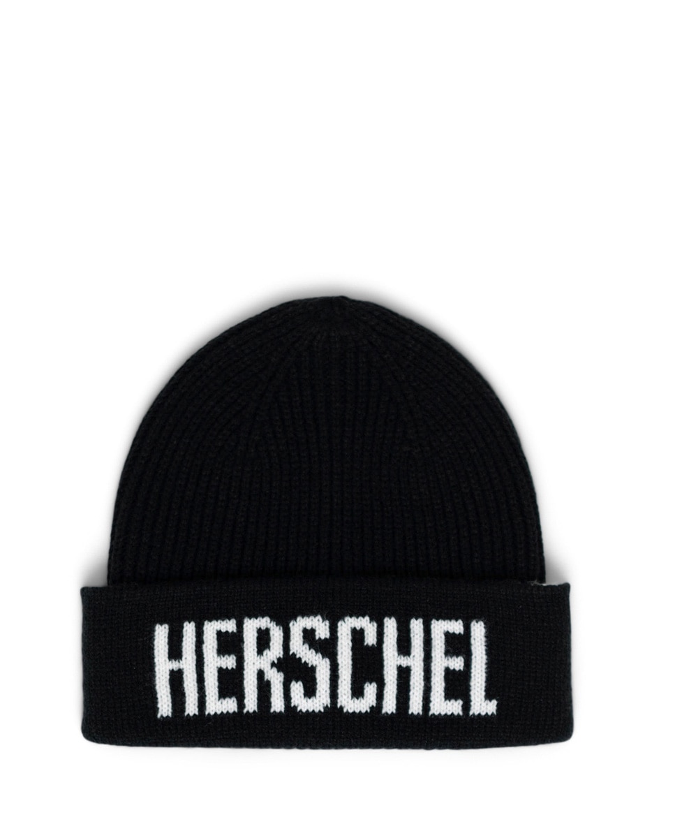 Gorro unisex acanalado con logo en blanco - Herschel - Negro Negro-1