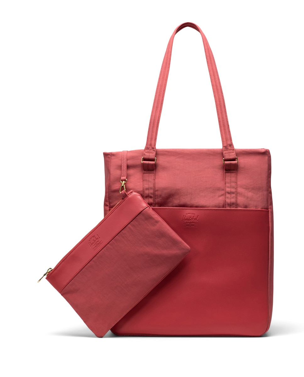 Bolso mujer 15,5 l en tejido combinado con piel beige - Herschel - Rojo Rojo-3