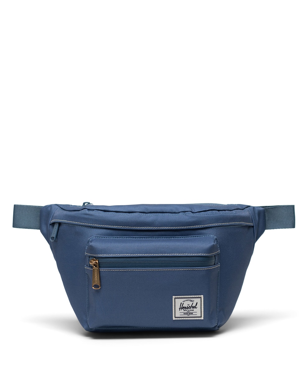 Herschel - Riñonera de hombre de tejido reciclado azul de 3,5 l con cremallera.