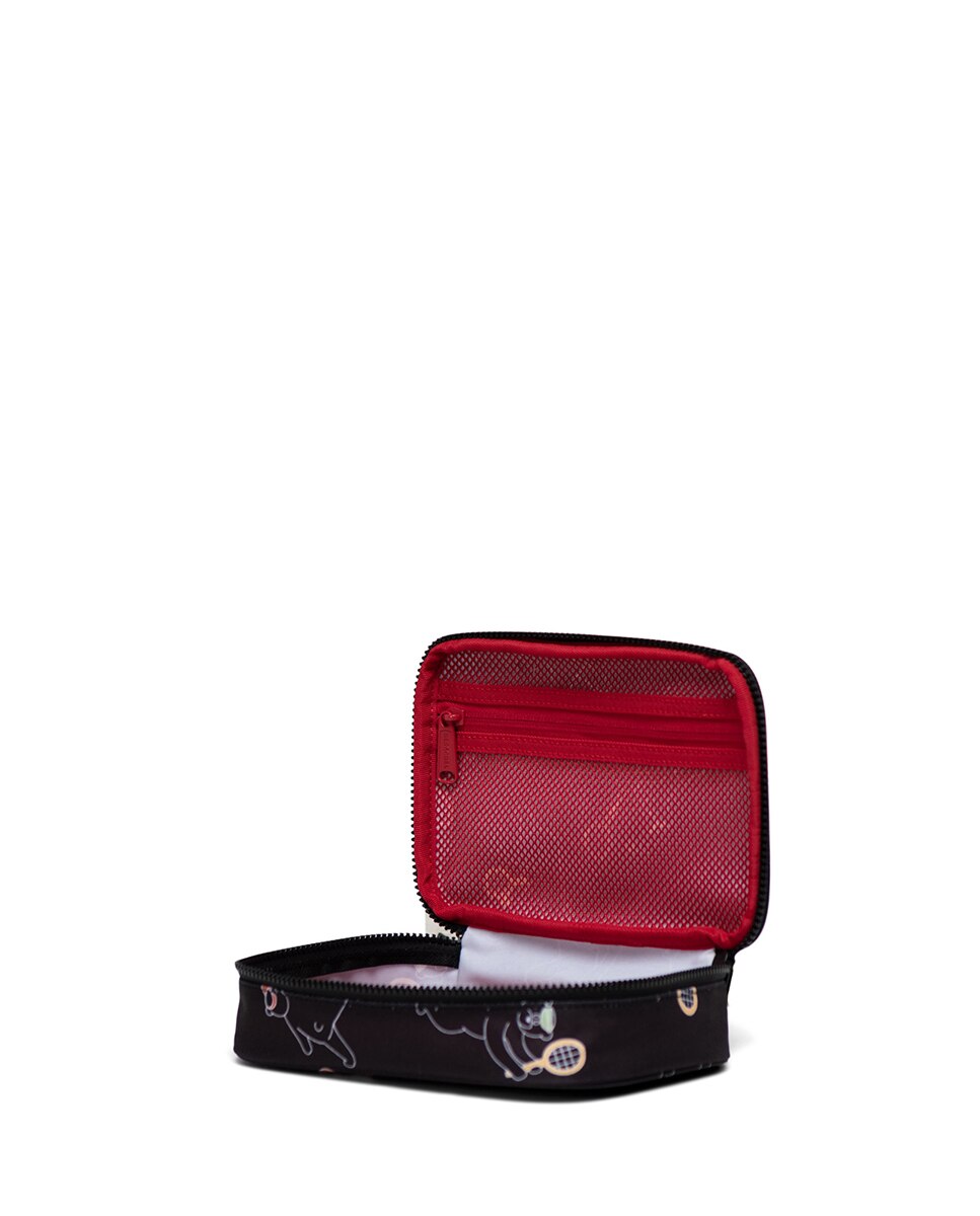 Estuche ecológico unisex herschel cuadrado en tejido - Blanco Negro-3