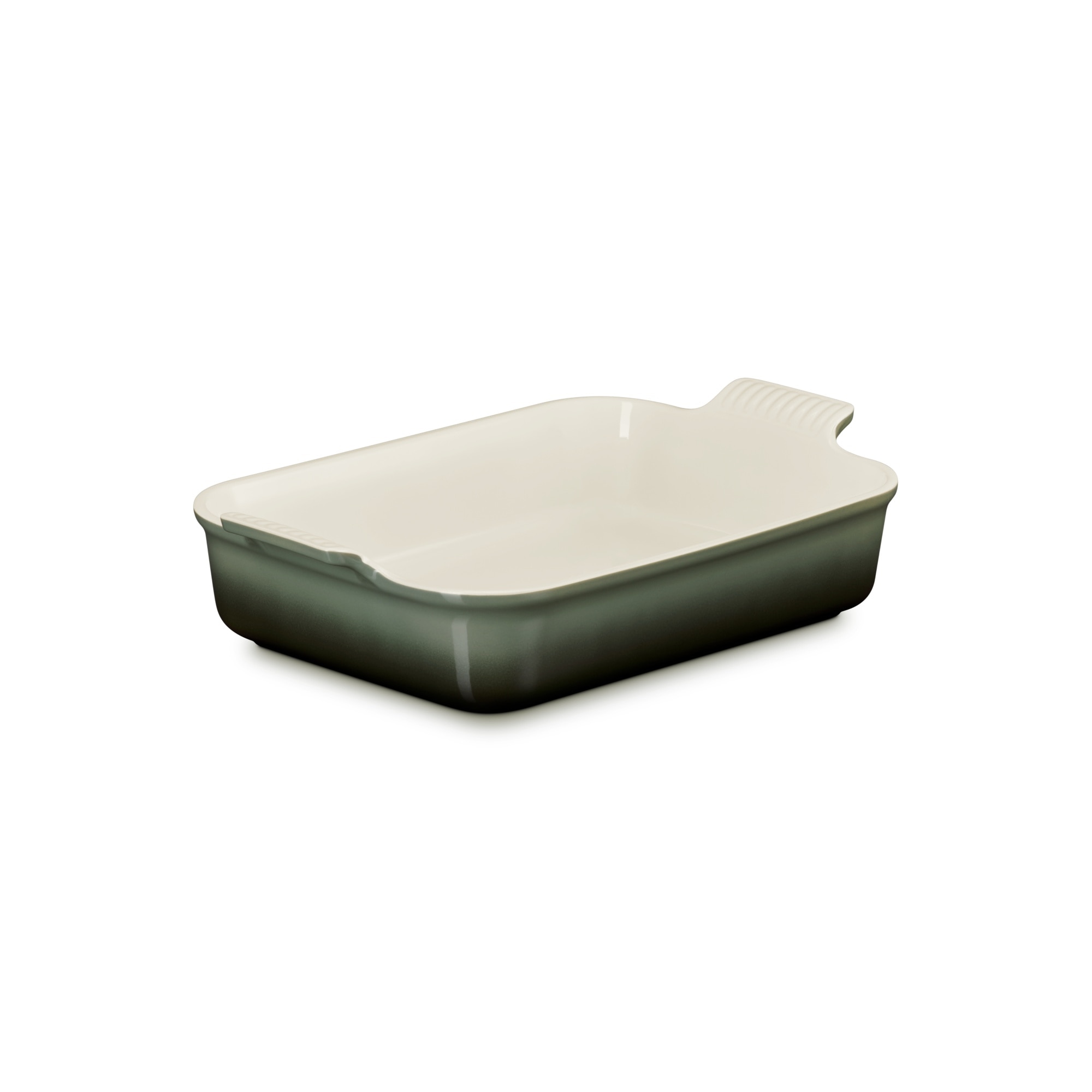 Bandeja rectangular Heritage de cerámica de gres Le Creuset - Verde Oliva 32 cm Verde Oliva-1