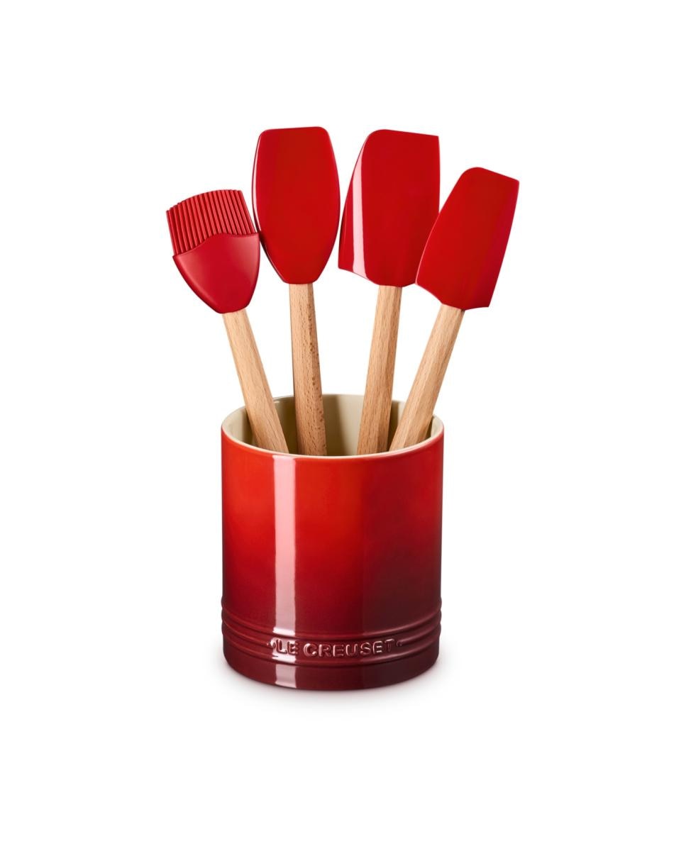 Imagen 3 de Set de 4 espátulas con bote de cerámica de gres Craft Le Creuset - Cereza Cereza