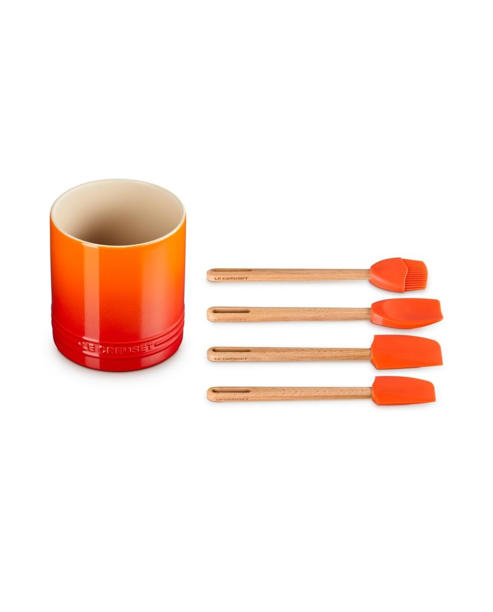 Imagen 1 de Set de 4 espátulas con bote de cerámica de gres Craft Le Creuset - Volcánico Volcánico