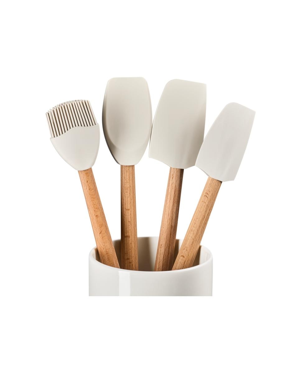 Imagen 2 de Set de 4 espátulas con bote de cerámica de gres Craft Le Creuset - Merengue Merengue