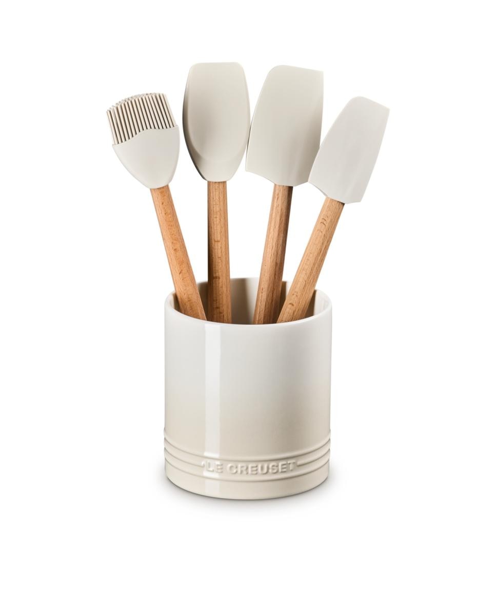 Imagen 3 de Set de 4 espátulas con bote de cerámica de gres Craft Le Creuset - Merengue Merengue