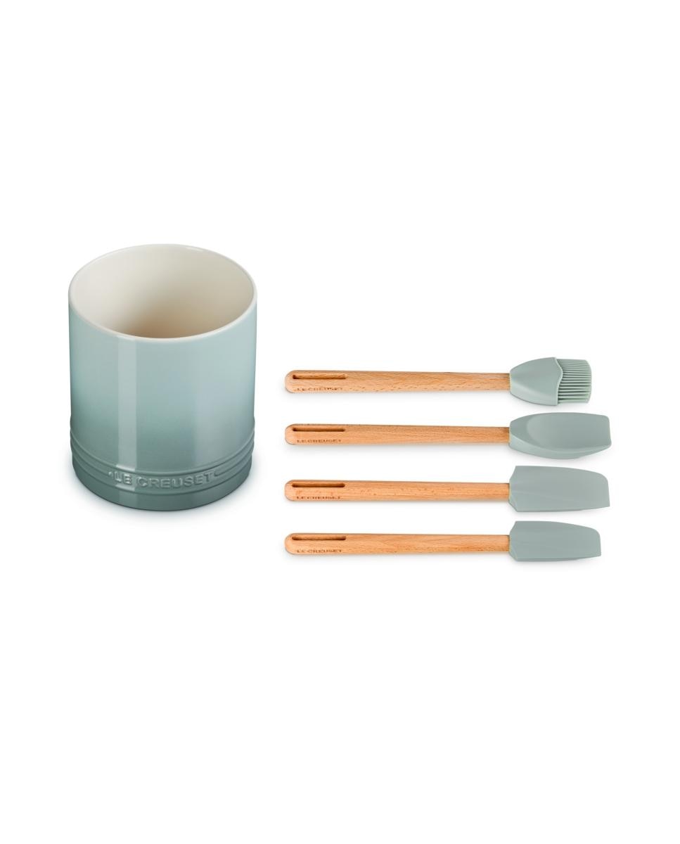 Imagen 1 de Set de 4 espátulas con bote de cerámica de gres Craft Le Creuset - Verde claro Verde claro