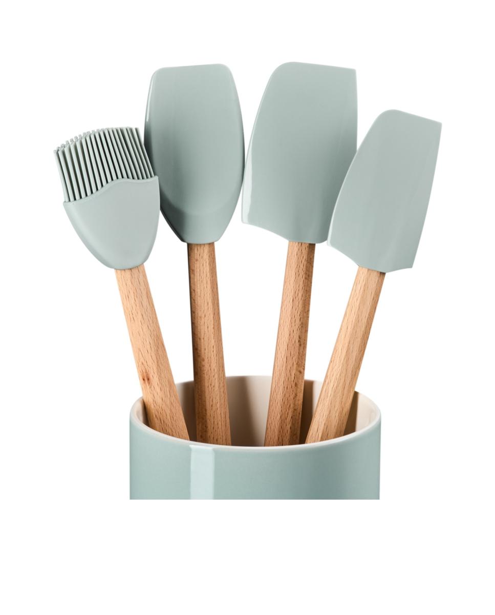 Imagen 2 de Set de 4 espátulas con bote de cerámica de gres Craft Le Creuset - Verde claro Verde claro