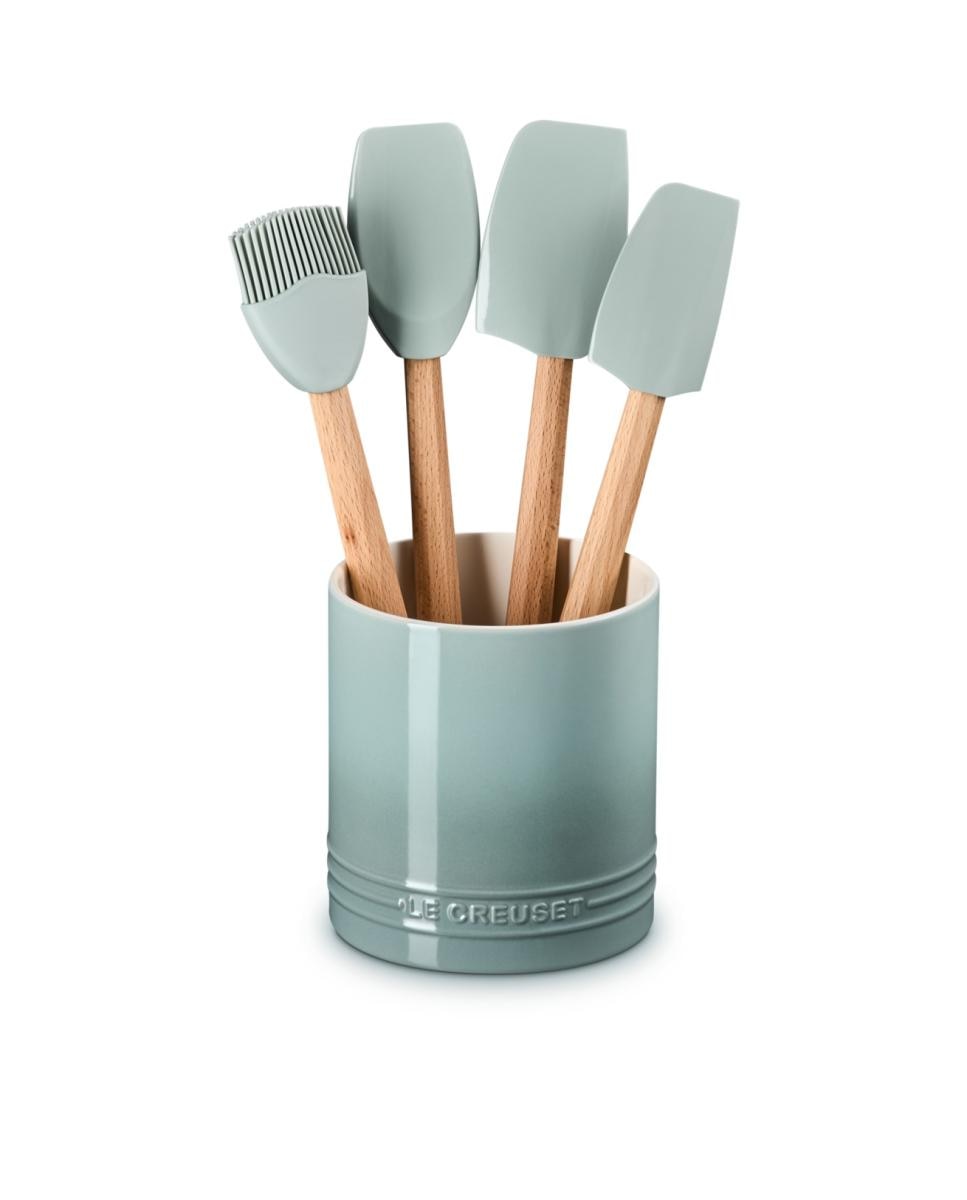 Imagen 3 de Set de 4 espátulas con bote de cerámica de gres Craft Le Creuset - Verde claro Verde claro