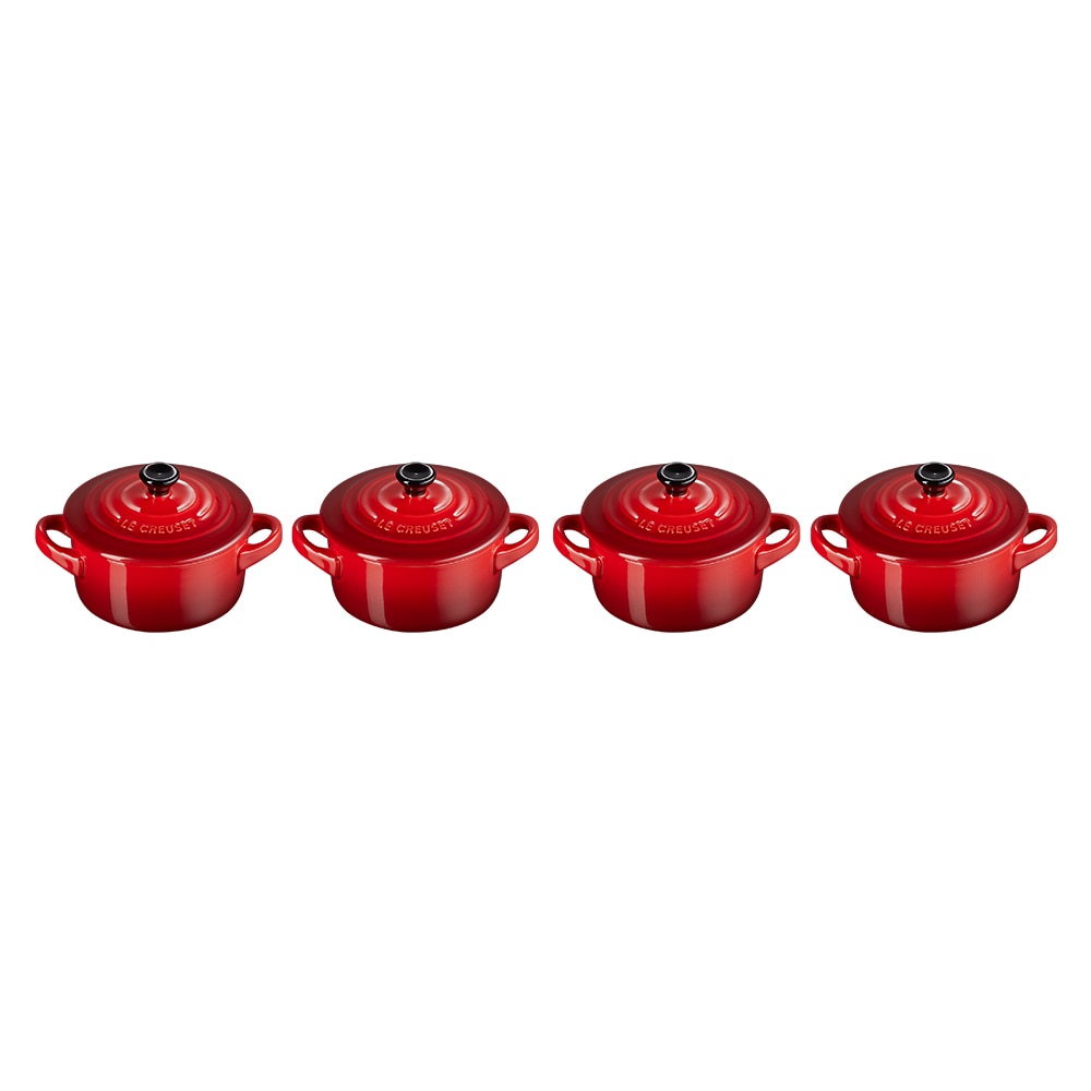 Imagen 0 de Set de 4 mini cocottes de cerámica de gres Le Creuset Cereza
