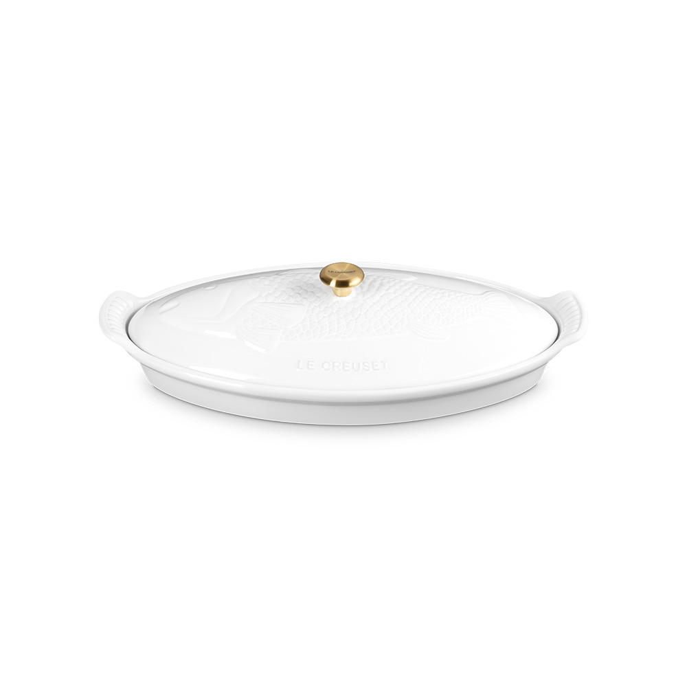 Imagen 1 de Bandeja ovalada Heritage con tapa para pescado Le Creuset - Blanco 34 cm Blanco