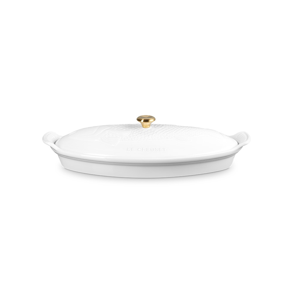 Imagen 2 de Bandeja ovalada Heritage con tapa para pescado Le Creuset - Blanco 34 cm Blanco