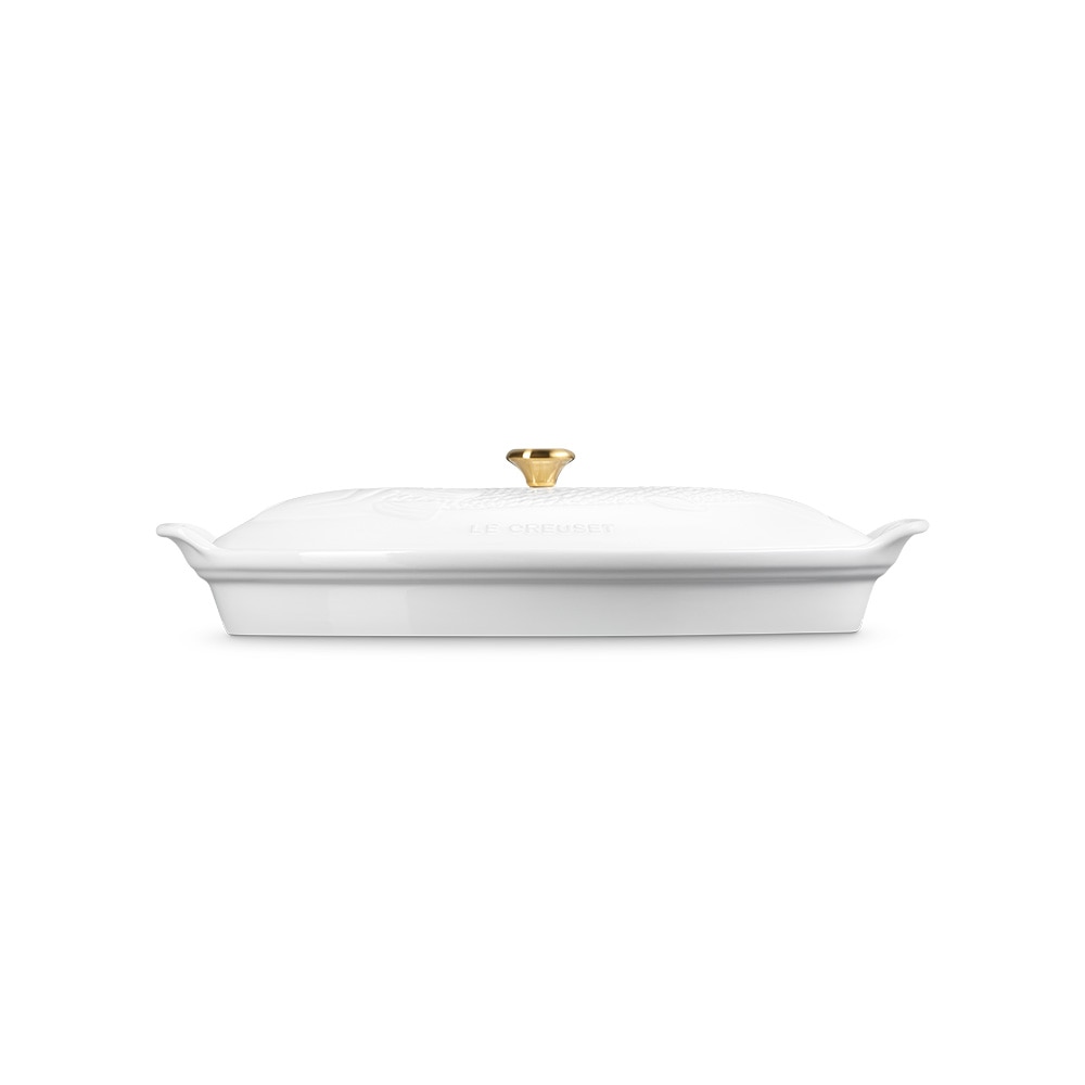Imagen 3 de Bandeja ovalada Heritage con tapa para pescado Le Creuset - Blanco 34 cm Blanco