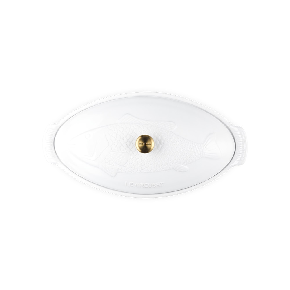 Imagen 4 de Bandeja ovalada Heritage con tapa para pescado Le Creuset - Blanco 34 cm Blanco