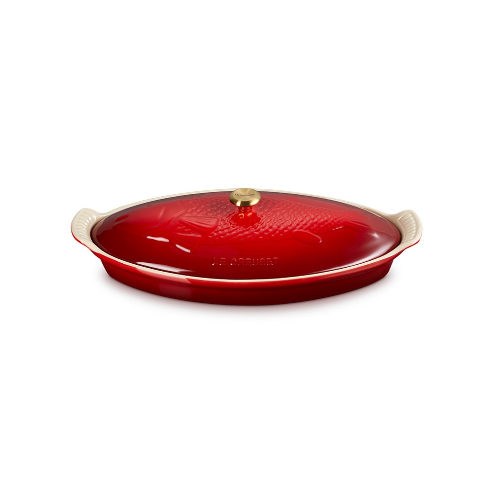 Imagen 1 de Bandeja ovalada Heritage con tapa para pescado Le Creuset - Cereza 34 cm Cereza